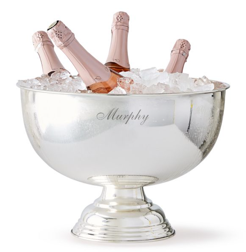 Celebration Wine Bowl: personalized, silver finish, ShelleyAllegroScript-Style572 font, personalization: "Lippard"