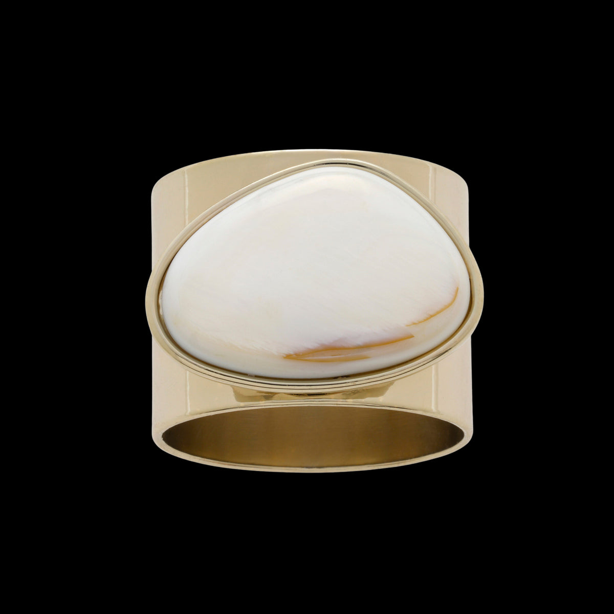 Gilt Edge Shell Napkin Rings, Mother of Pearl, Set of Two