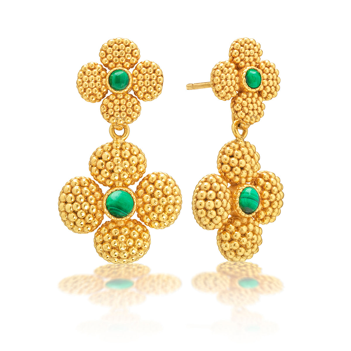 Berry Clover Convertible Duo Earrings in Malachite