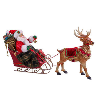Kurt Adler 10" Santa in Sleigh with Deer