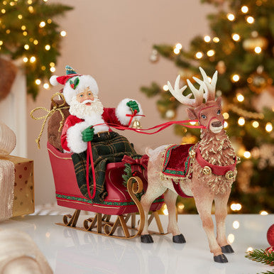Kurt Adler 10" Santa in Sleigh with Deer