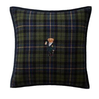 Tartan Bear Throw Pillow, 20" x 20"