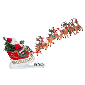 Musical Santa with Eight Reindeer, Set of 2