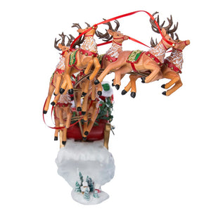 Musical Santa with Eight Reindeer, Set of 2
