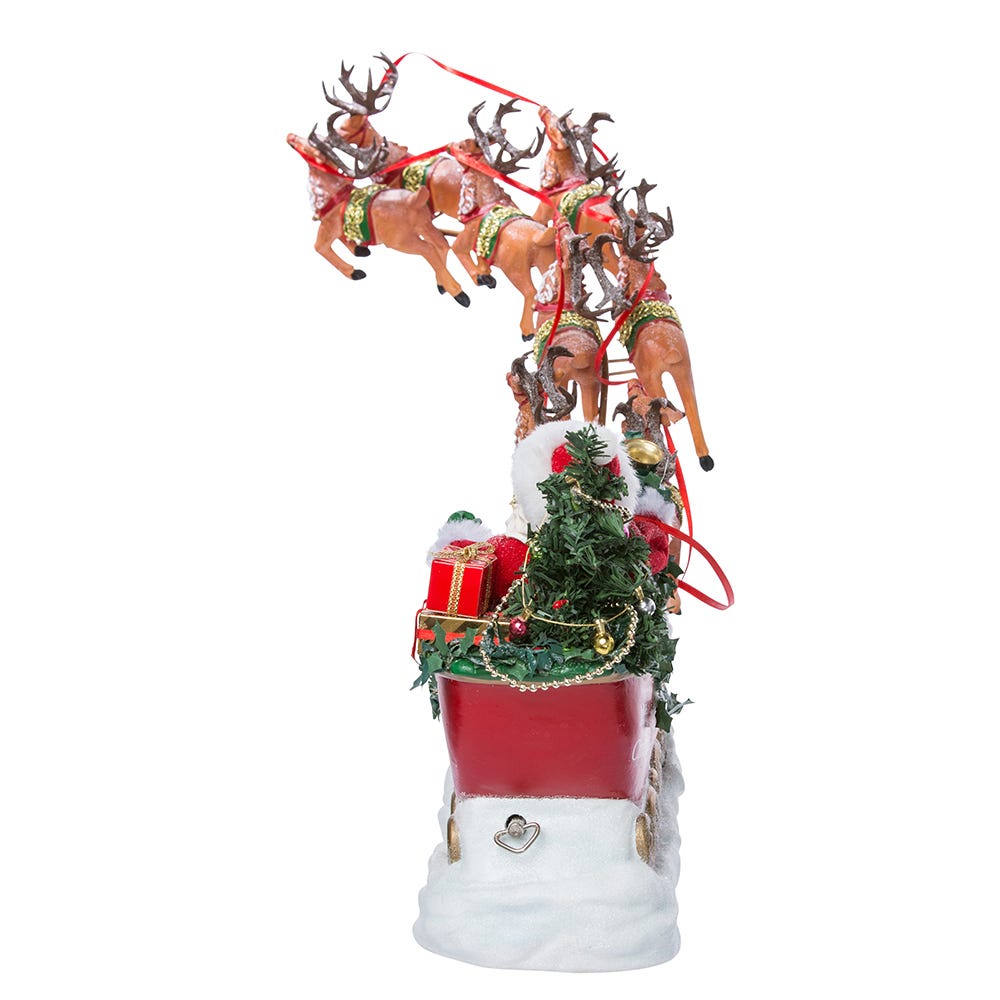 Musical Santa with Eight Reindeer, Set of 2