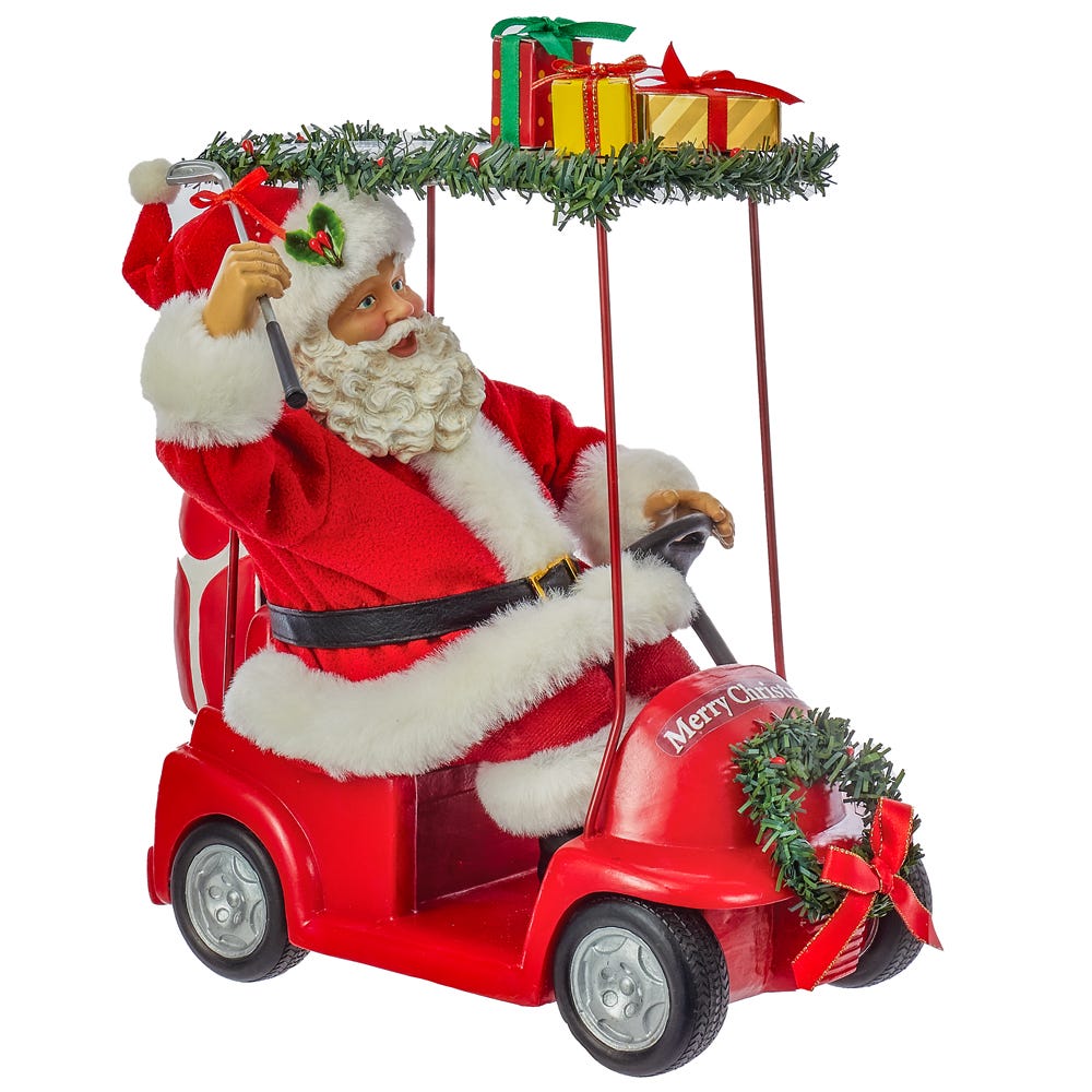 Santa Driving Golf Cart