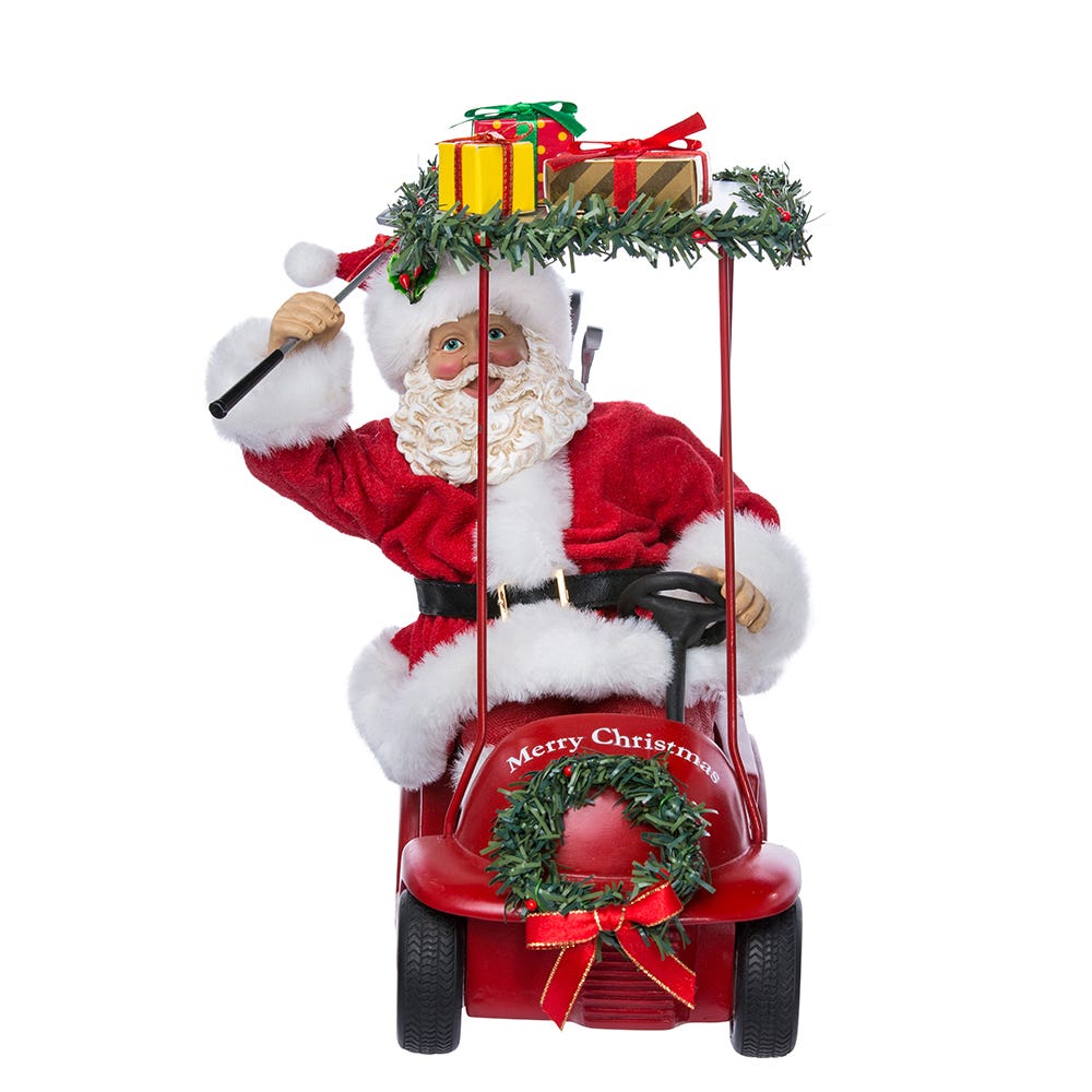 Santa Driving Golf Cart