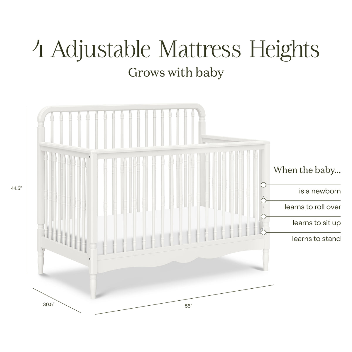 Liberty 4-in-1 Convertible Spindle Crib in Warm White