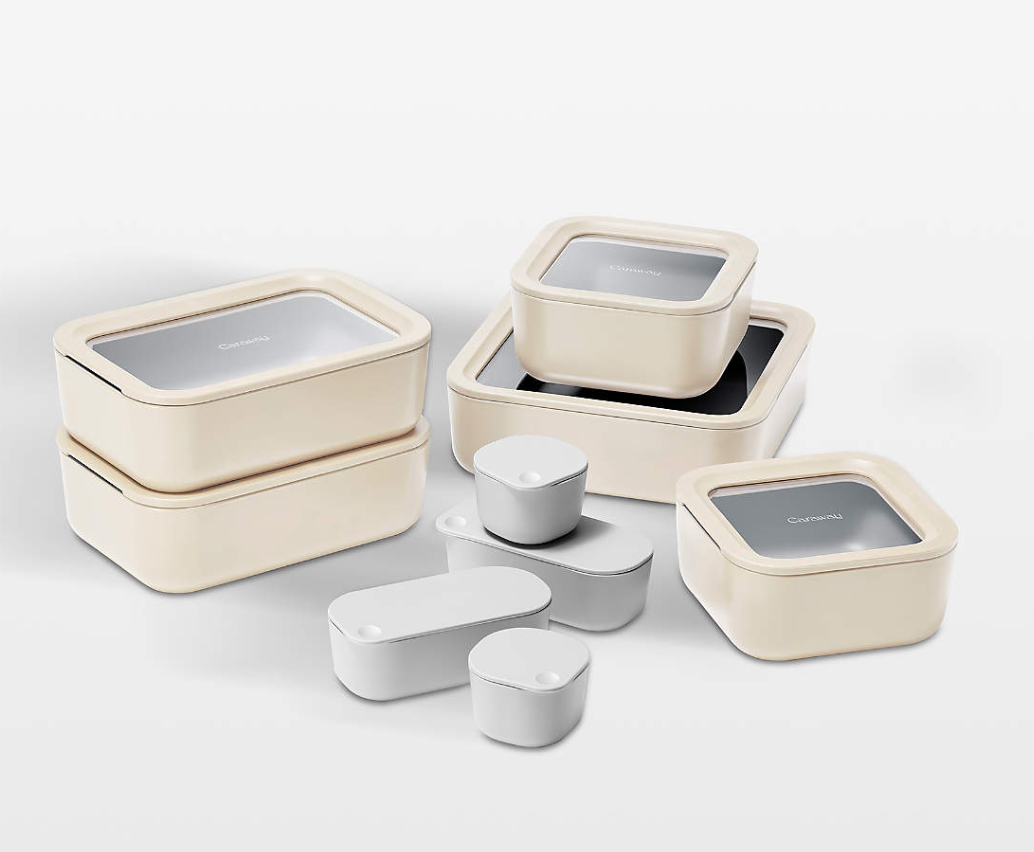 Caraway Cream 17-piece Glass Food Storage Set