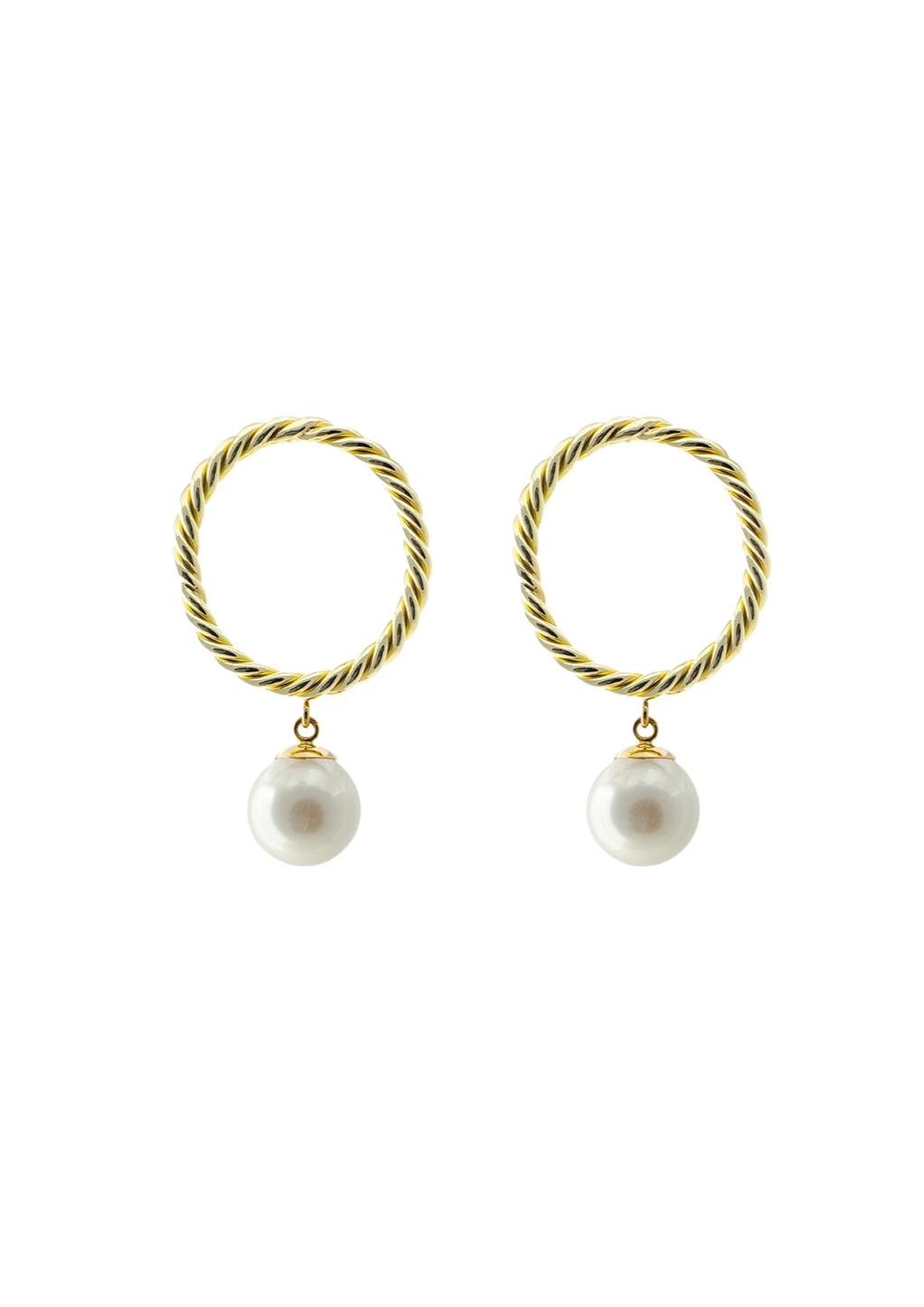 Akoya Pearl Twisted Gold Earrings