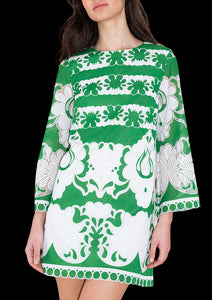 Stevie Burn Out Mini Dress in Green/White