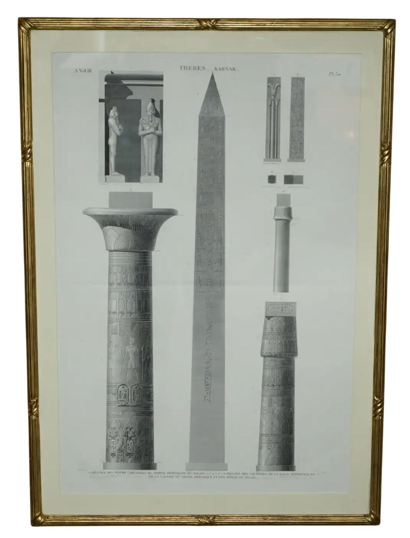 ANTIQUE ORIGINAL GRAN TOUR PARIS 1829 VOL 3 PL.30 PRiNT OF THEBES KARNAK EGYPT