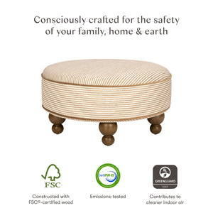 Astre Ottoman by Nate Berkus in Performance Bronze Stripe Eco-Crossweave with Toffee feet
