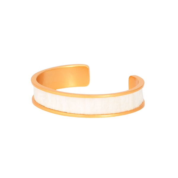 Brackish ALBA Feather Cuff Bracelet White 24k Gold Plated NWT w Box & Pouch White Feather Cuff Bracelet with 24K Gold-Plated Hardware main image 4
