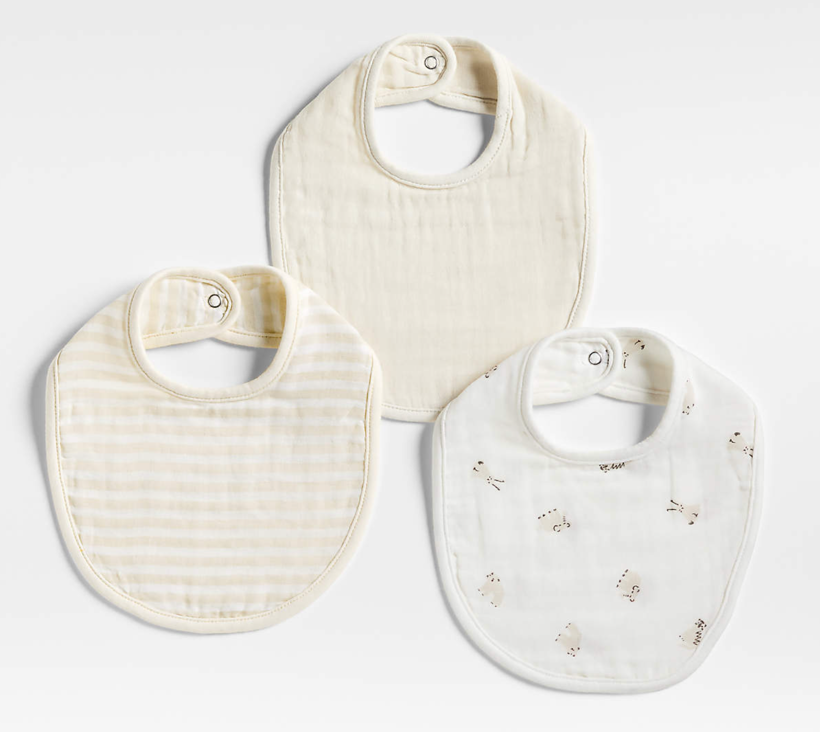Baby's First Natural Mini Animal Organic Cotton Gauze Baby Bib, Set of 3