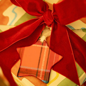 Tartan Charm Baubles in Red & Brown