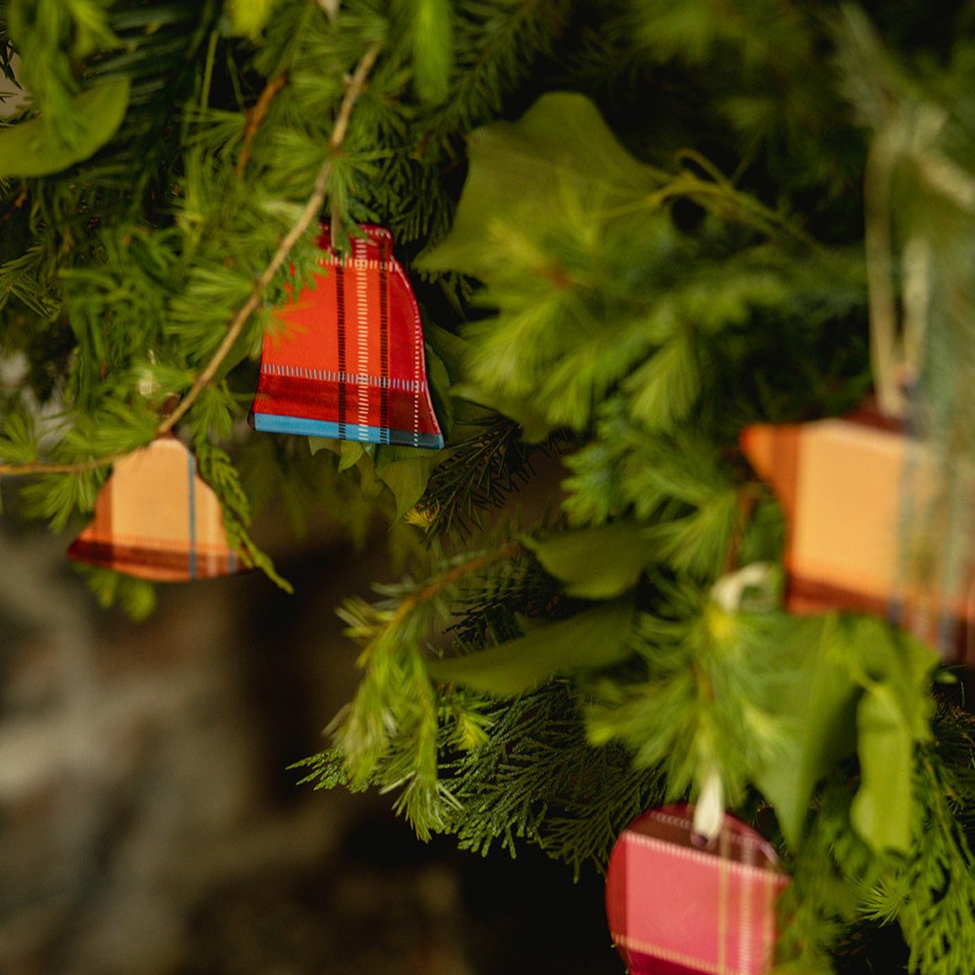 Tartan Charm Baubles in Blue & Red