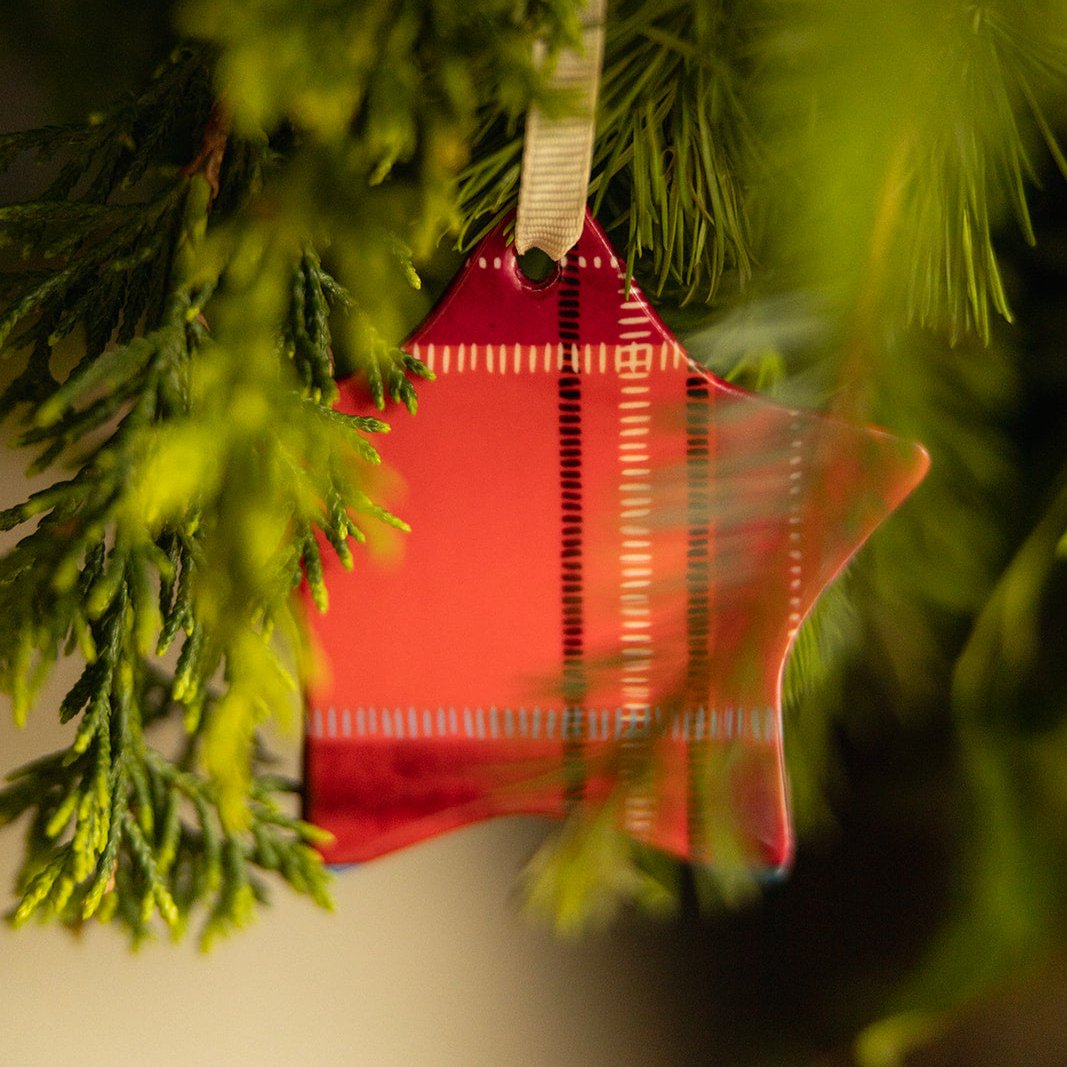 Tartan Charm Baubles in Pink & Blue