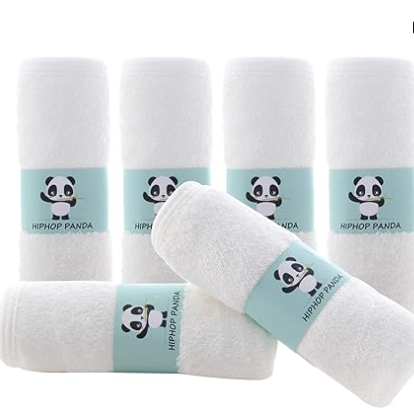 Amazon Prime includes: HIPHOP PANDA Baby Washcloths, Rayon Made from Bamboo - 2 Layer Ultra Soft Absorbent Newborn Bath Face Towel - Reusable Baby Wipes for Delicate Skin - White, 6 Pack