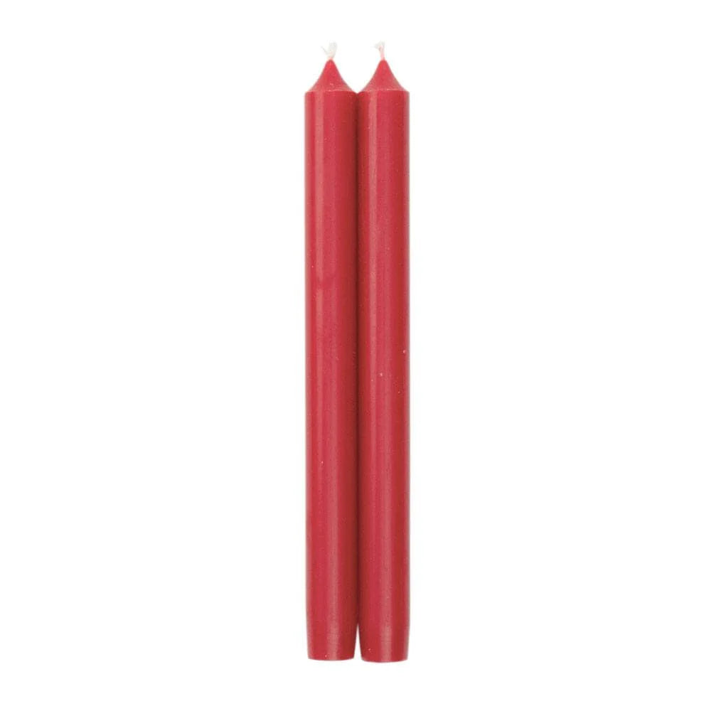 Caspari Straight Taper 10" Candles in Red, Set of 12