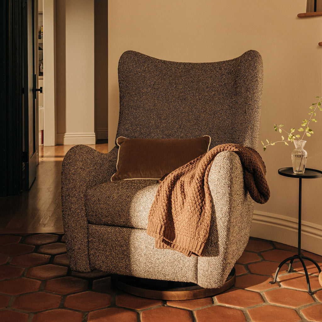 Westham Electronic Recliner and Glider with USB Port by Nate Berkus in Performance Earth Slub Weave with Toffee Base