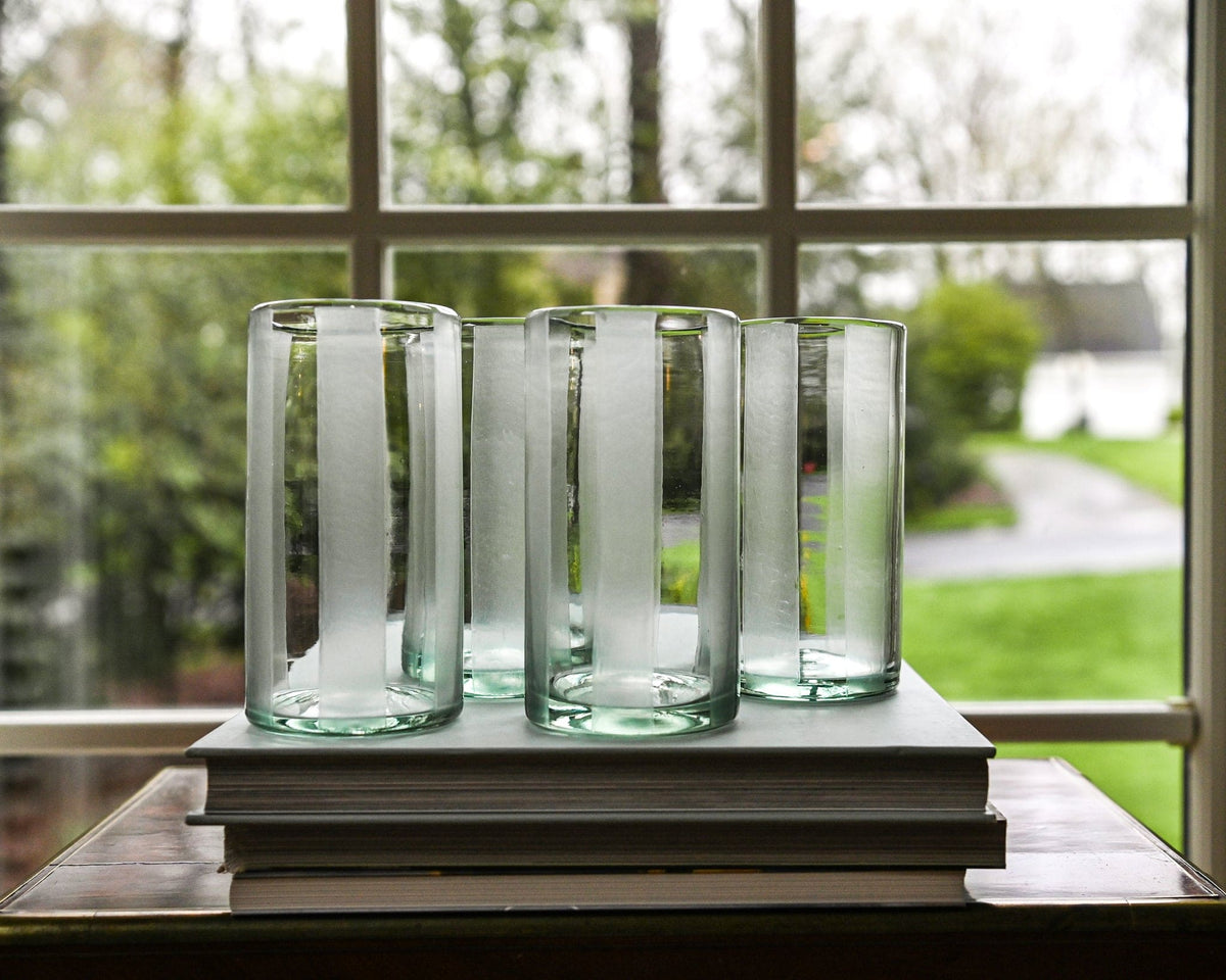 Cabana Stripe Water Glasses in Clear - Set of 4