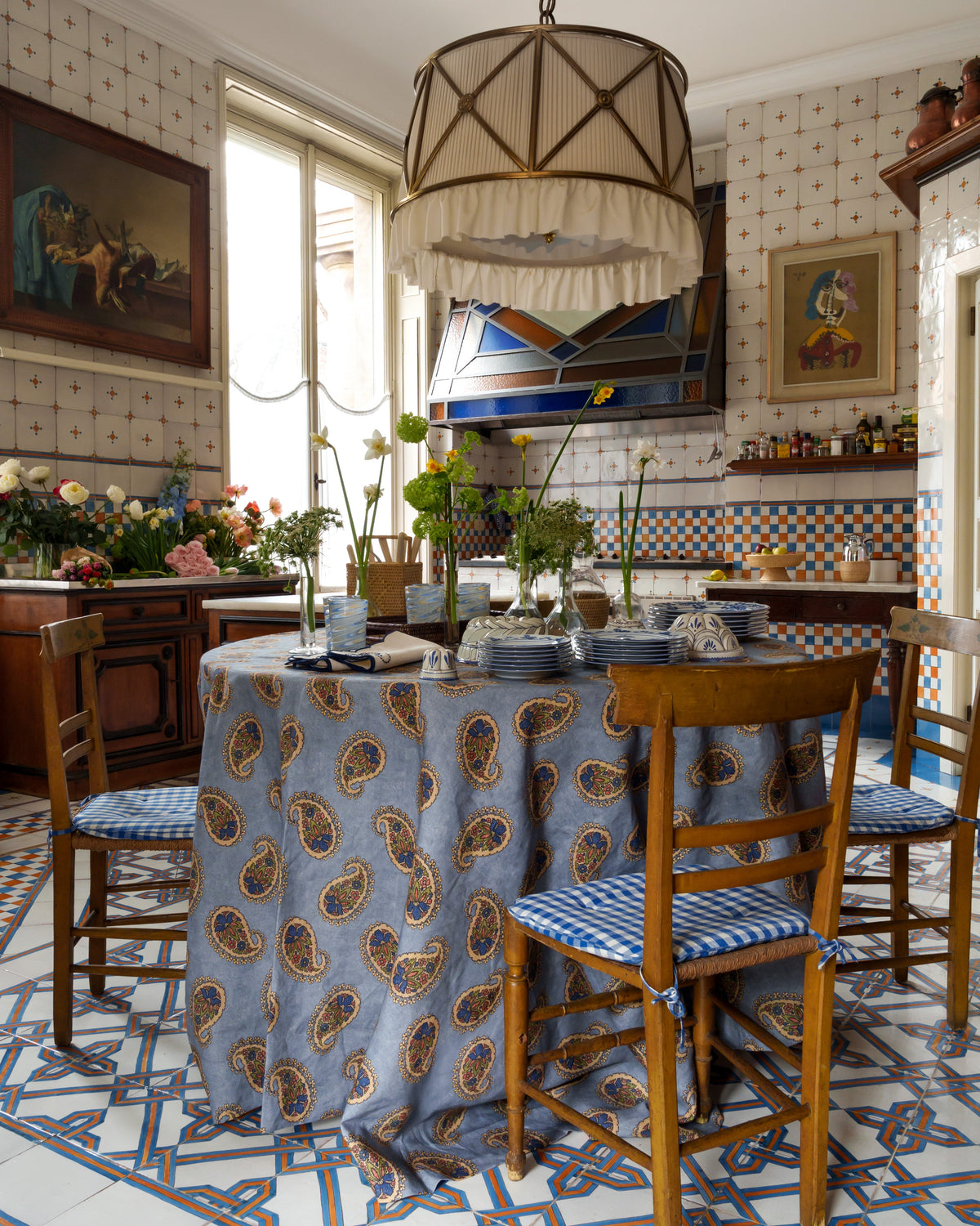 Square Babe Tablecloth in Light Blue