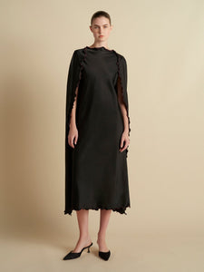 Cady Cape Dress with Scalloped Edge - Marina Moscone