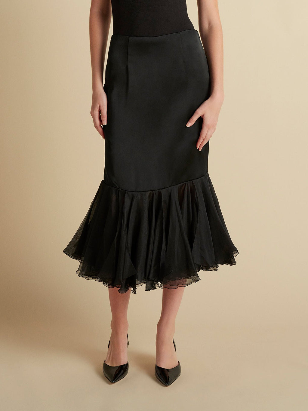 Cady Skirt with Organza Flounce Hem - Marina Moscone
