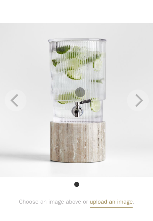 Atwell 1.7-Gallon Ribbed Glass Drink Dispenser with Tuscan Kitchen Marble Stand