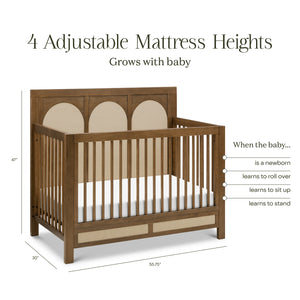 Eloise 4-in-1 Convertible Crib in Natural Walnut & Performance Sand Eco-Weave