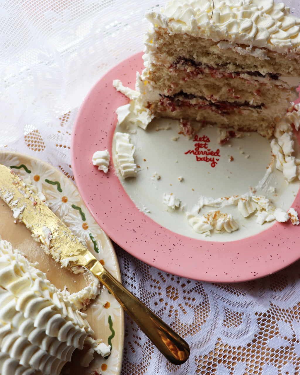 Hand-painted “Get Married Baby” Cake Plate
