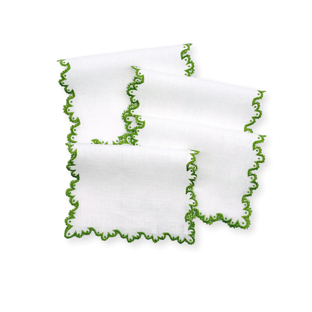 Calais Cocktail Napkins - Green - Set of 4