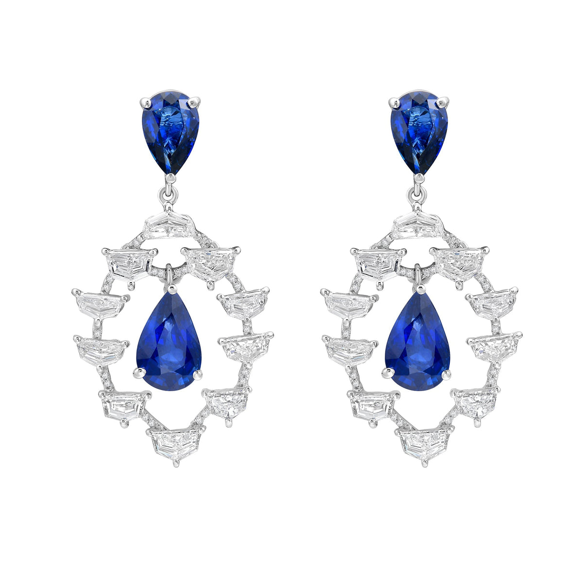 Callas Blue Sapphire and Diamond Statement Earrings - Jewelry - RUCHI New York