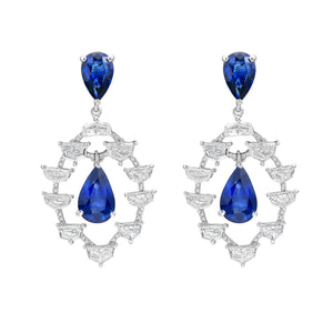 Callas Blue Sapphire and Diamond Statement Earrings - Jewelry - RUCHI New York