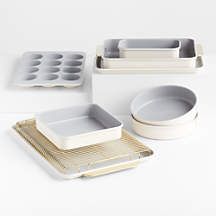 Caraway ® Cream Ceramic Complete 11-Piece Bakeware Set with Gold Hardware