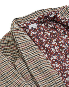 Girls' and boys' checked tweed coat with floral patterned inner fabric