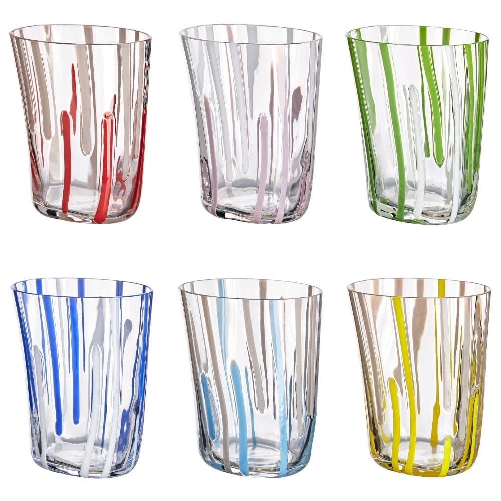 Bora set 6 tumblers tirache in Murano glass