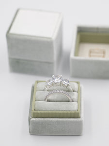 sage green wedding bands velvet box