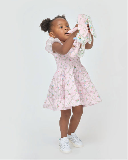 The Tiny Ellie Nap Dress in Light Pink Trellis