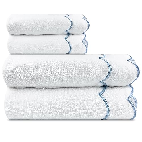 Decorative Scalloped Towels Soft Cute Towels for Bathroom (Blue)