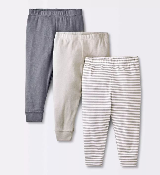 Baby 3pk Cotton Pants - Cloud Island™ Gray