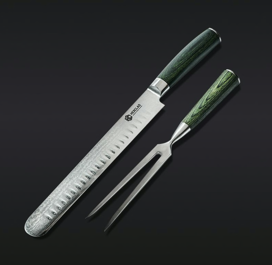 Damascus Steel Carving Set, 2pc