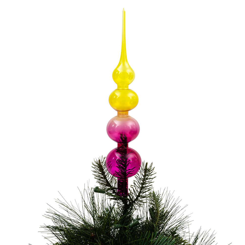 Glass Bubble Ombre Tree Topper in Pink and Citrine
