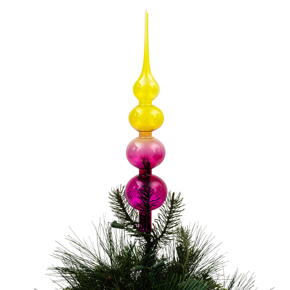 Glass Bubble Ombre Tree Topper in Pink and Citrine