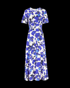 Short Sleeve Thea Dress In Blue Cream Multi