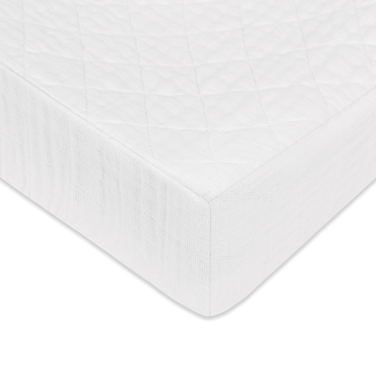 Quilted Changing Pad Cover in GOTS Certified Organic Muslin Cotton in White