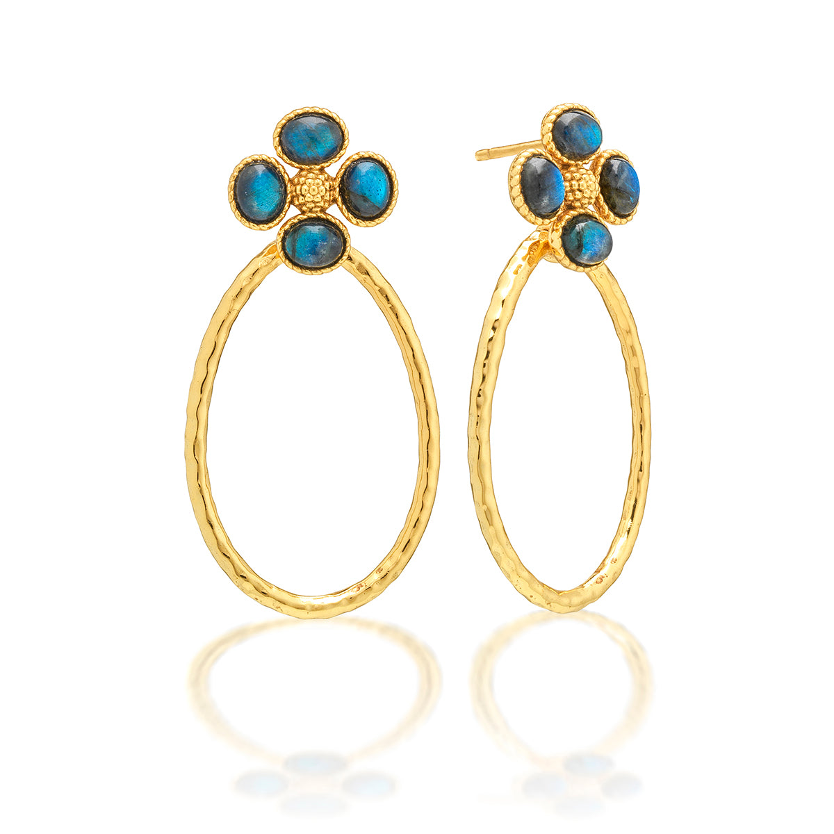 Berry Clover Teardrop  Earrings in Blue Labradorite
