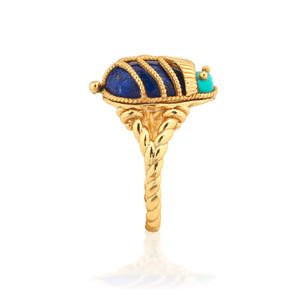Scarab Petite Ring in Turquoise/Lapis