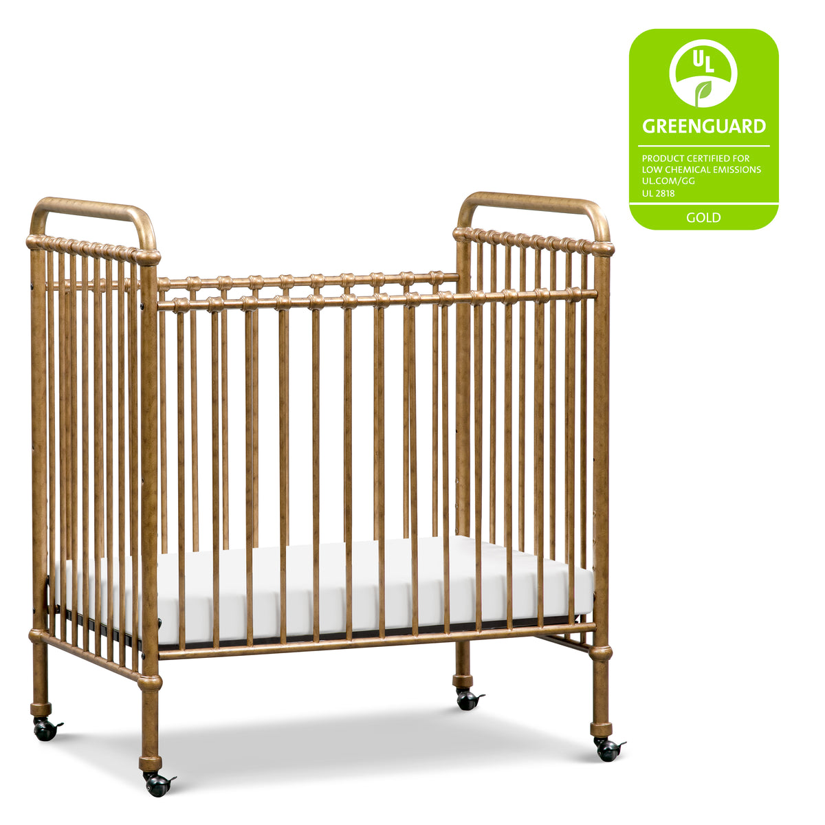 Abigail 3-in-1 Convertible Mini Crib in Vintage Gold